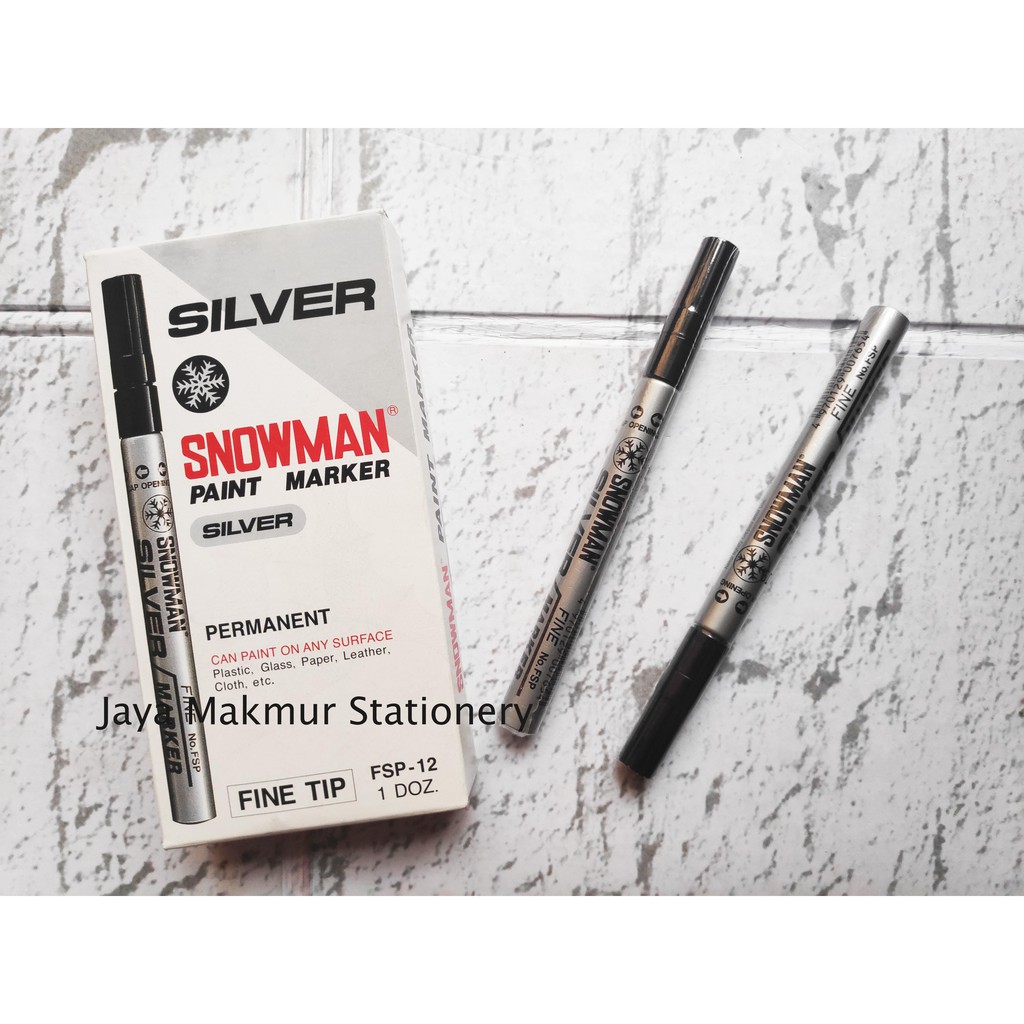 Jual Spidol Permanent Snowman Fine Tip FSP-12 (Silver) | Shopee Indonesia