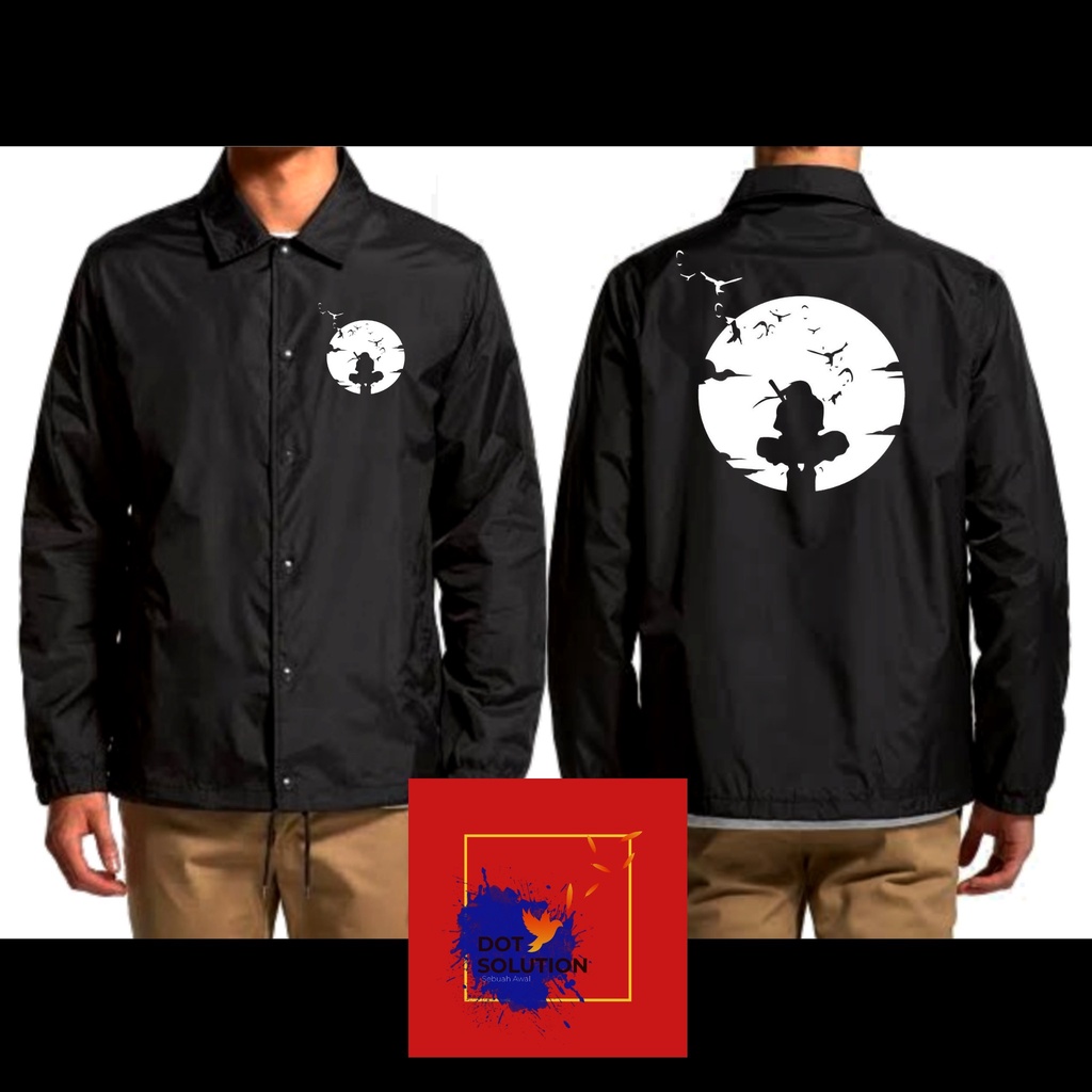 Jual Naruto Jaket Coach/Jacket Coach Anime design Itachi Black White