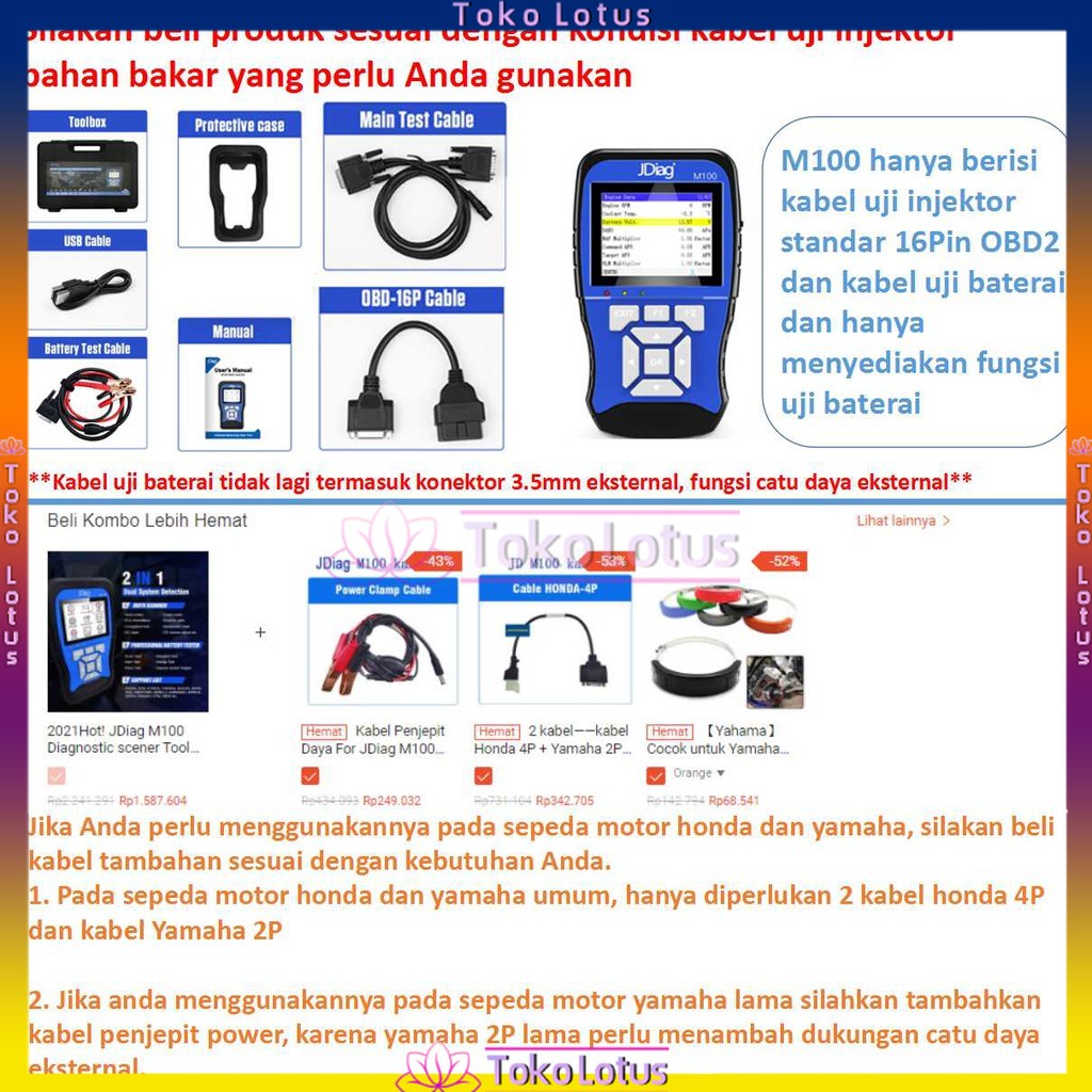 Jual [COD] JDiag m100 Scanner injeksi Scaner Motor Injeksi,OBD2 ...