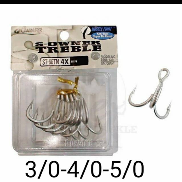 Jual Treble Hook OWNER ST-66 TN (4X STRONG) #3/0 , #4/0 , #5/0