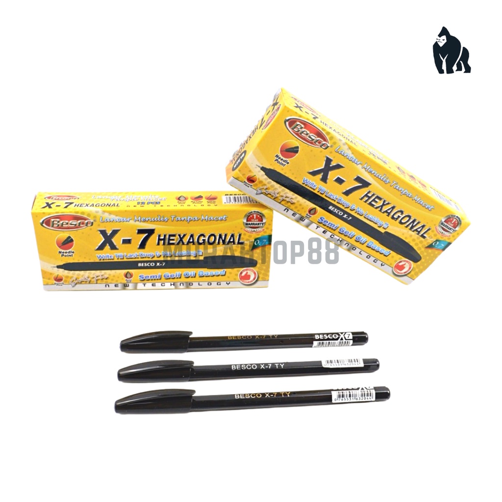 Jual Ballpoint Besco X7 / Bolpen Pulpen Pen Hexagonal Semi Gel Hitam