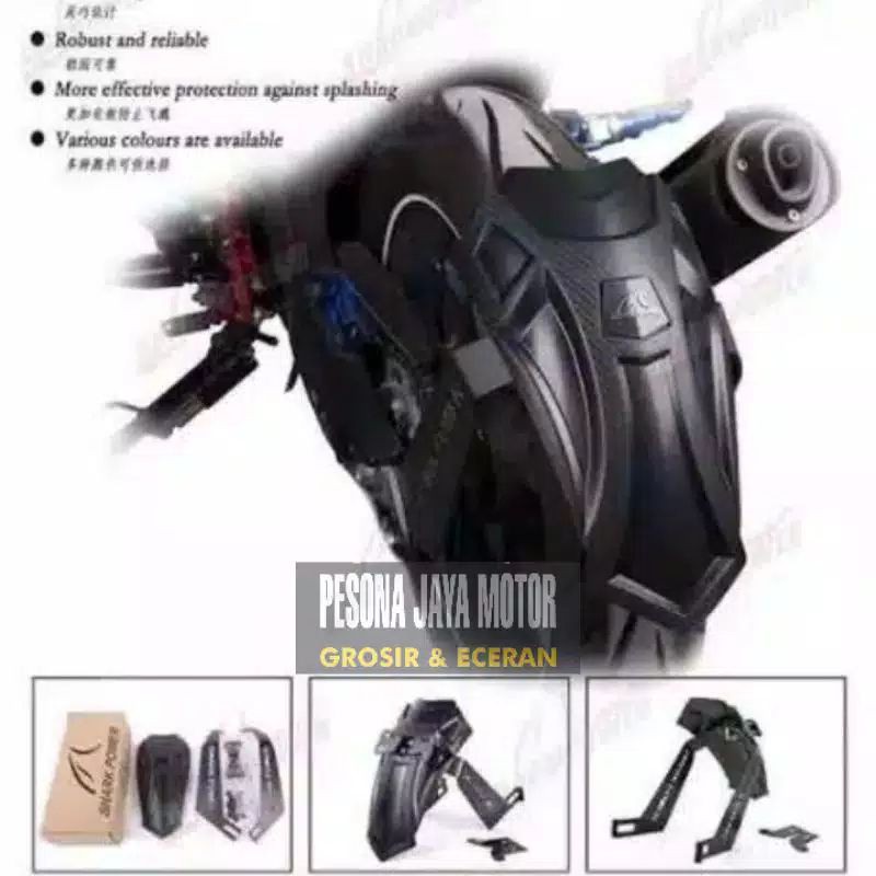 Jual Mud Guard New Shark Power Universal R15,Cbr150r,Vixion,Xabre,Ninja,R25 & Motor Lain Nya