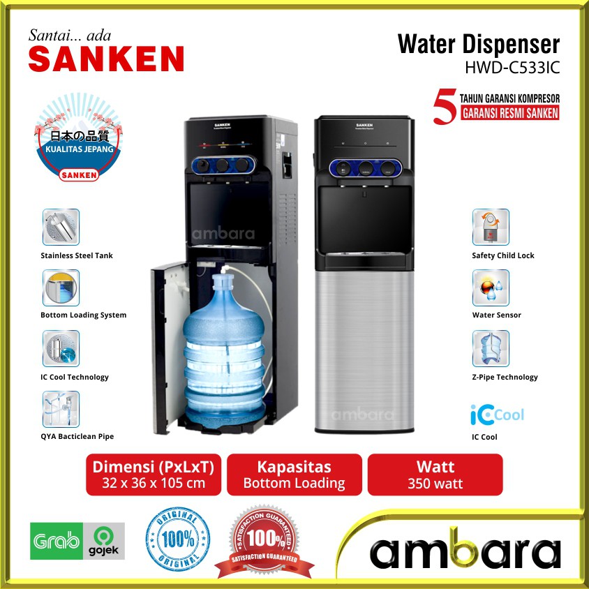 Jual Sanken Dispenser Galon Bawah Hwd C533ic Hot Normal Cold Low Watt Shopee Indonesia 5163