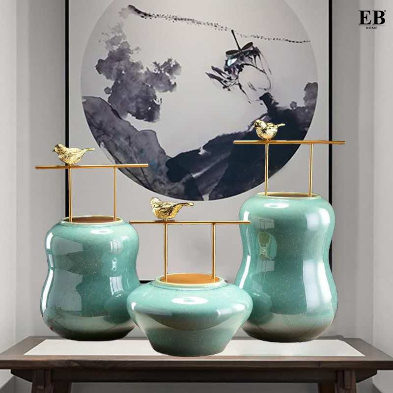 Jual EB Home Luxury Turquoise Porcelain Vase Set Dekorasi Rumah ...