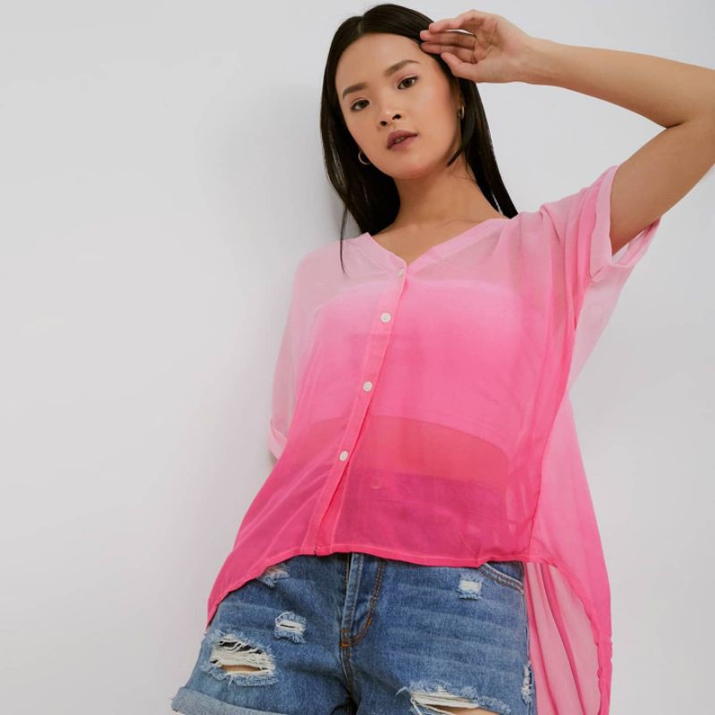 Jual Beth & Ron Atasan Wanita Sheer Ombre Top | Shopee Indonesia