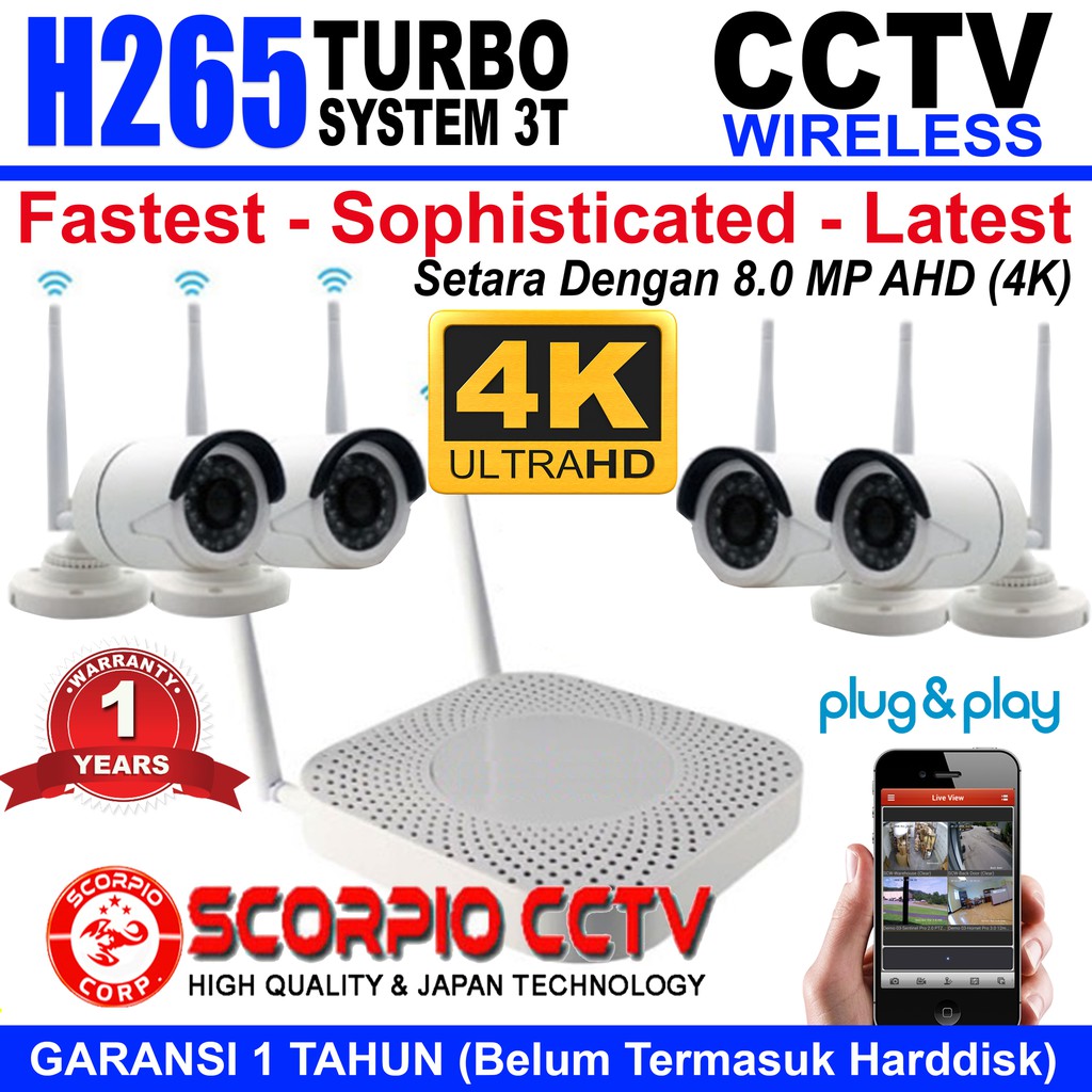 Jual PAKET CCTV 4 KAMERA 4K ULTRA HD | Shopee Indonesia