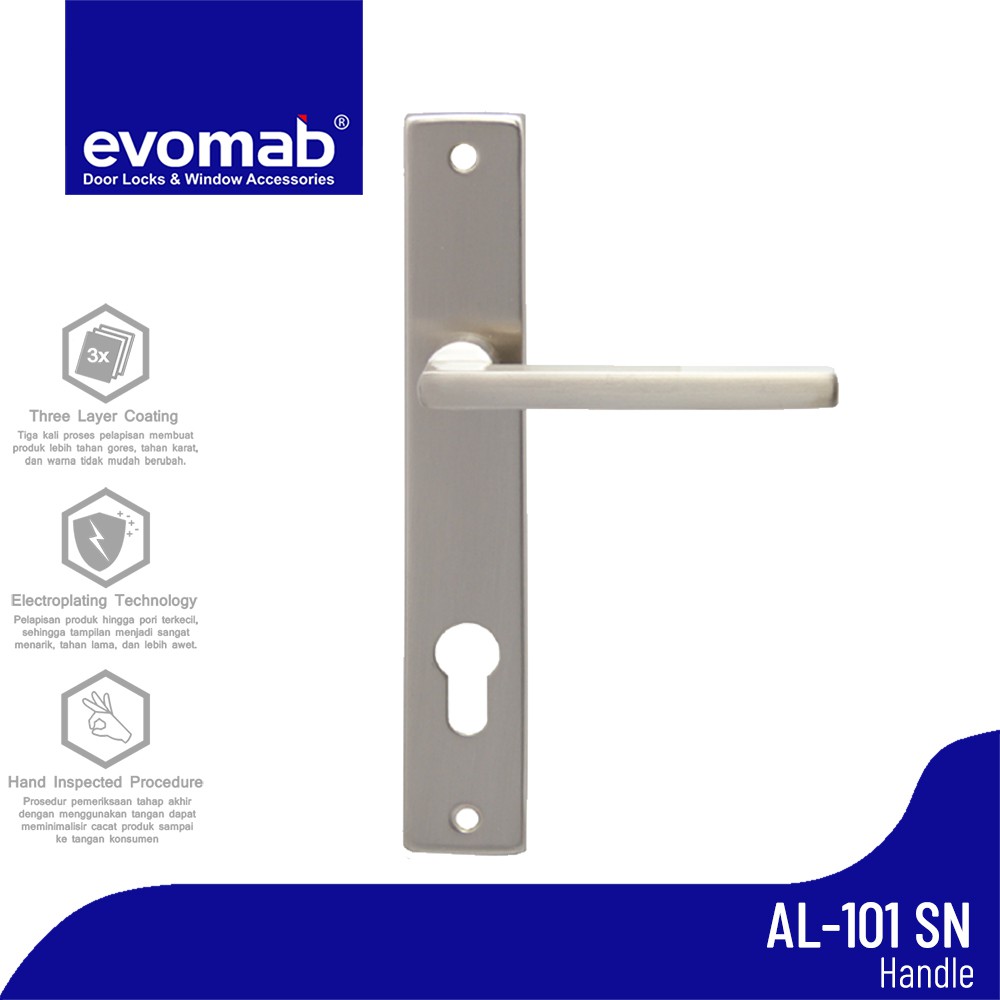 Jual Evomab Handle Gagang Pintu Kunci Rumah Alumunium Minimalis Silver Al Shopee Indonesia