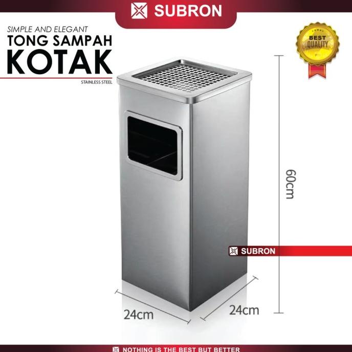 Jual SUBRON TONG SAMPAH KOTAK HITAM SILVER TEMPAT WADAH STAINLESS STEEL ...