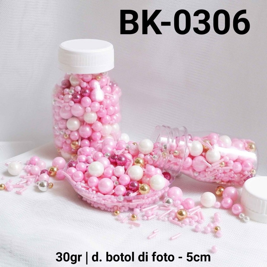Jual BK-0306 Sprinkles sprinkle springkel 30gr mutiara pink putih emas ...