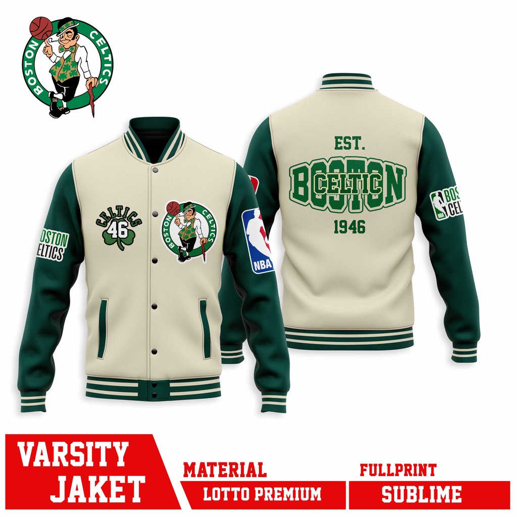 Jual VARSITY JACKET TEAM BASKETBALL SERIES CELTICS 46 BOSTON Shopee