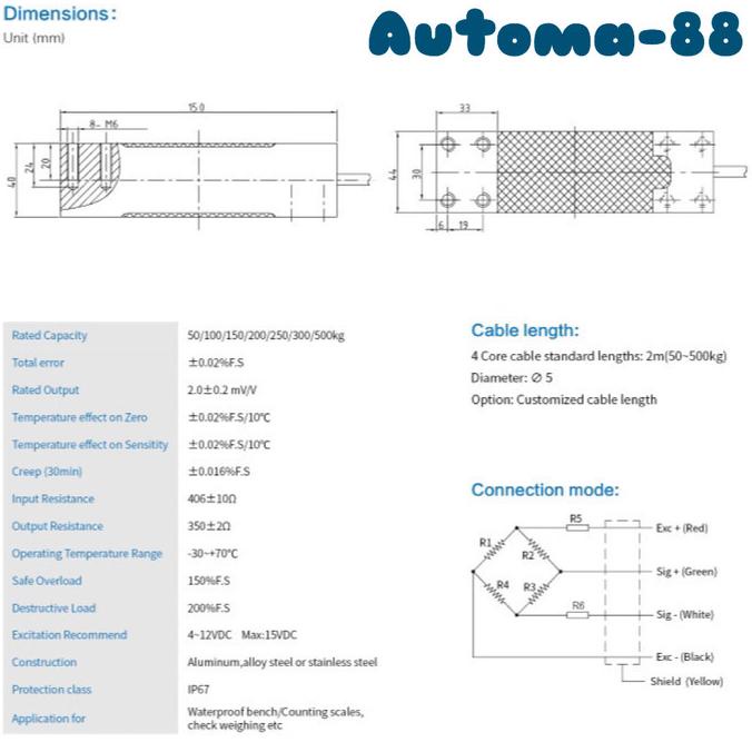 Jual Loadcell 100Kg Load Cell 100 Kg Sensor Timbangan Digital Weighing ...