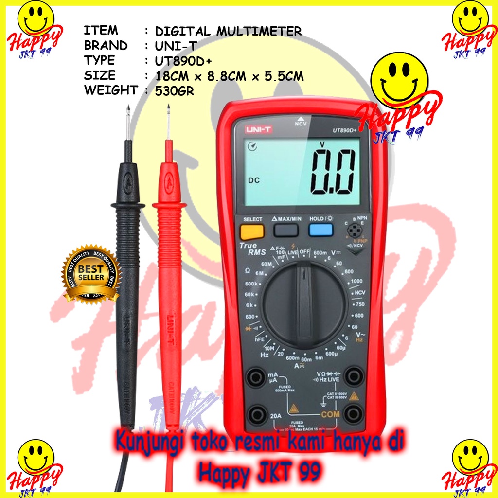 Jual MULTITESTER MULTIMETER AVOMETER TESTER DIGITAL UNI-T UT890D+ UT890 ...