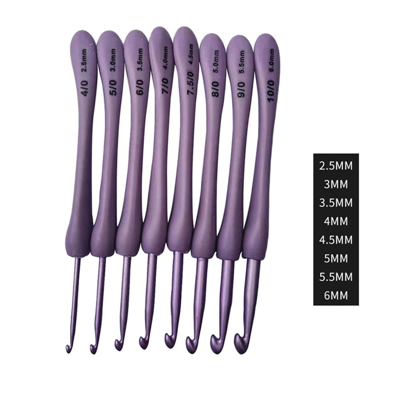 Jual ANEKA - Hakpen / Alat Rajut Crochet Hook Ungu Ergonomic - SET ...
