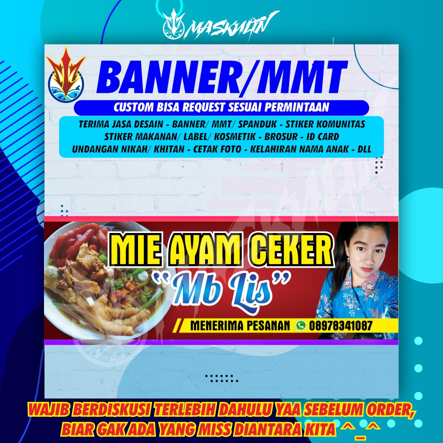 Jual Banner MMT Spanduk Mie Ayam Bakso Ceker Custom Menerima Pesanan Shopee Indonesia