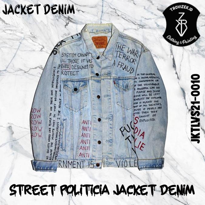 Jaket denim custom store