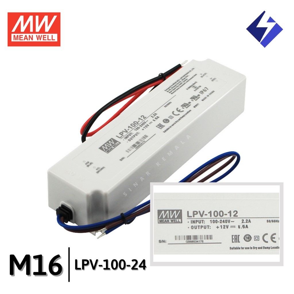 Meanwell LPV-100-12 Netzteil 100W, 12V DC, 8,5A – Wasserdicht IP67, 220V Eingang