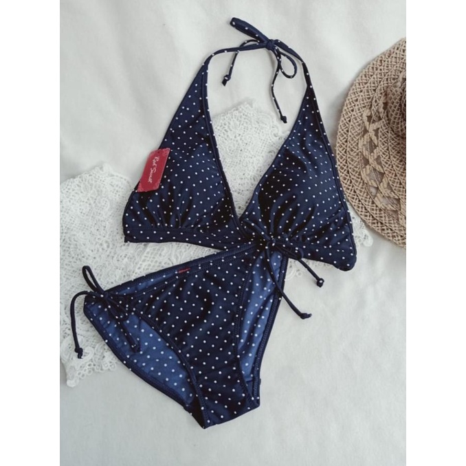 Jual Pakaian Renang Wanita 03 Bikini Pantai Motif Biru Navy Dot