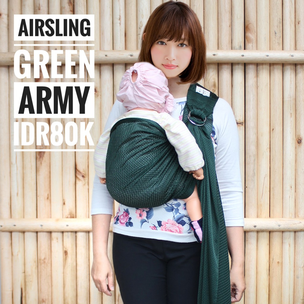 CuddleMe AirSling Green Army Air Sling Cuddle Me Gendongan Sling Gendongan Bayi