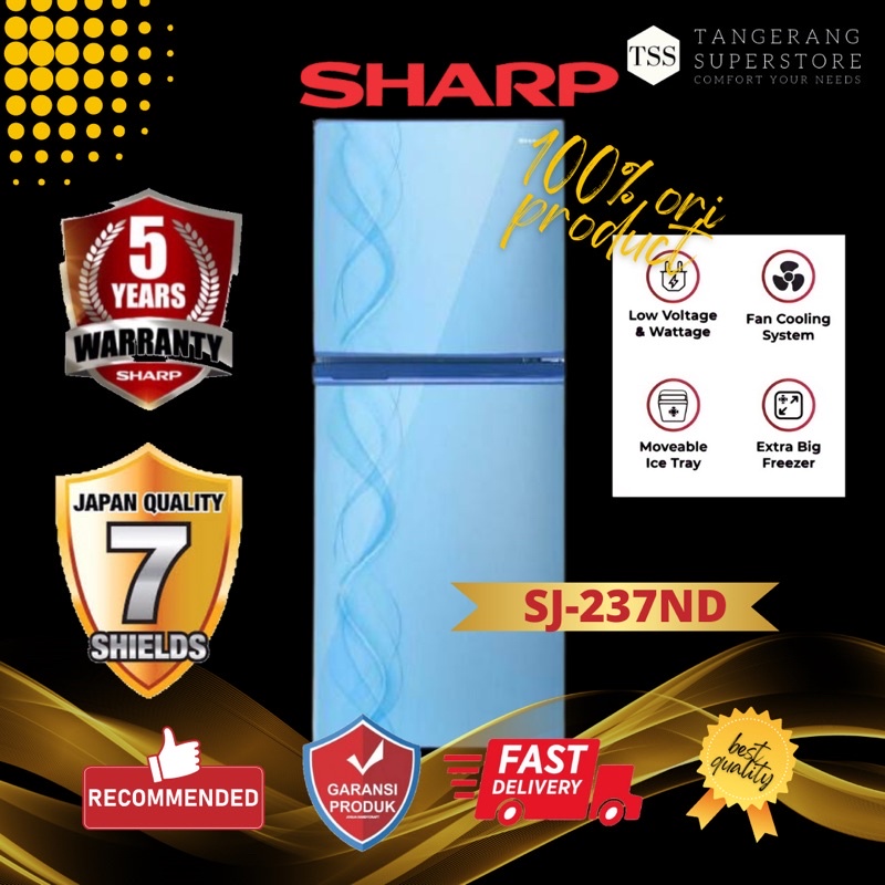 Jual KULKAS 2 PINTU SHARP SJ-237ND SJ237ND SJ 237ND BIG FREEZER SMART ...