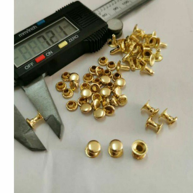 Jual paku centang 1000 / paku keling 6mm gold / 2000sets | Shopee Indonesia