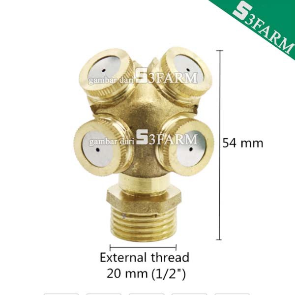 Jual ALAT SIRAM IRRIGATION HEAD SPRINKLER 4 WAY MIST NOZZLE KUNINGAN 4 ...
