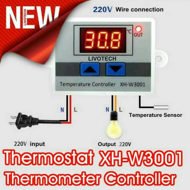 Jual Thermostat digital XHW3001 220V AC Temperature Controller