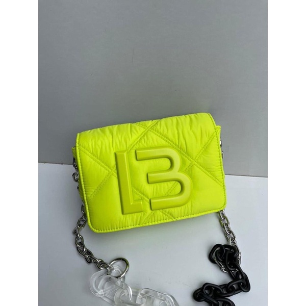 Bimba Y Lola Extra-Small Padded Nylon Flap Bag Neon Green