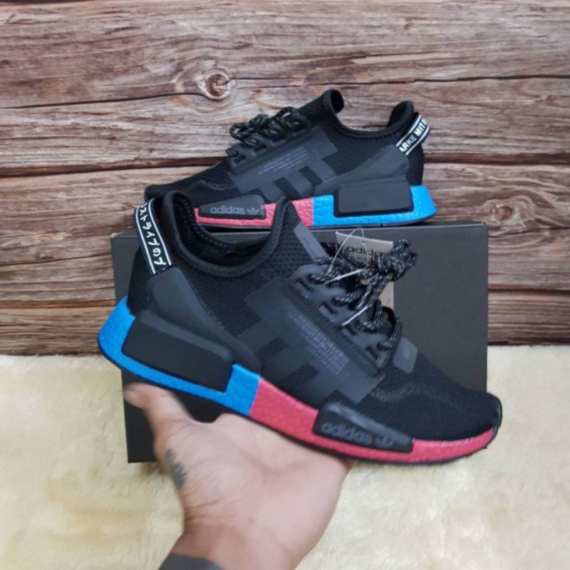 Adidas nmd r1 v2 black hot sale blue red