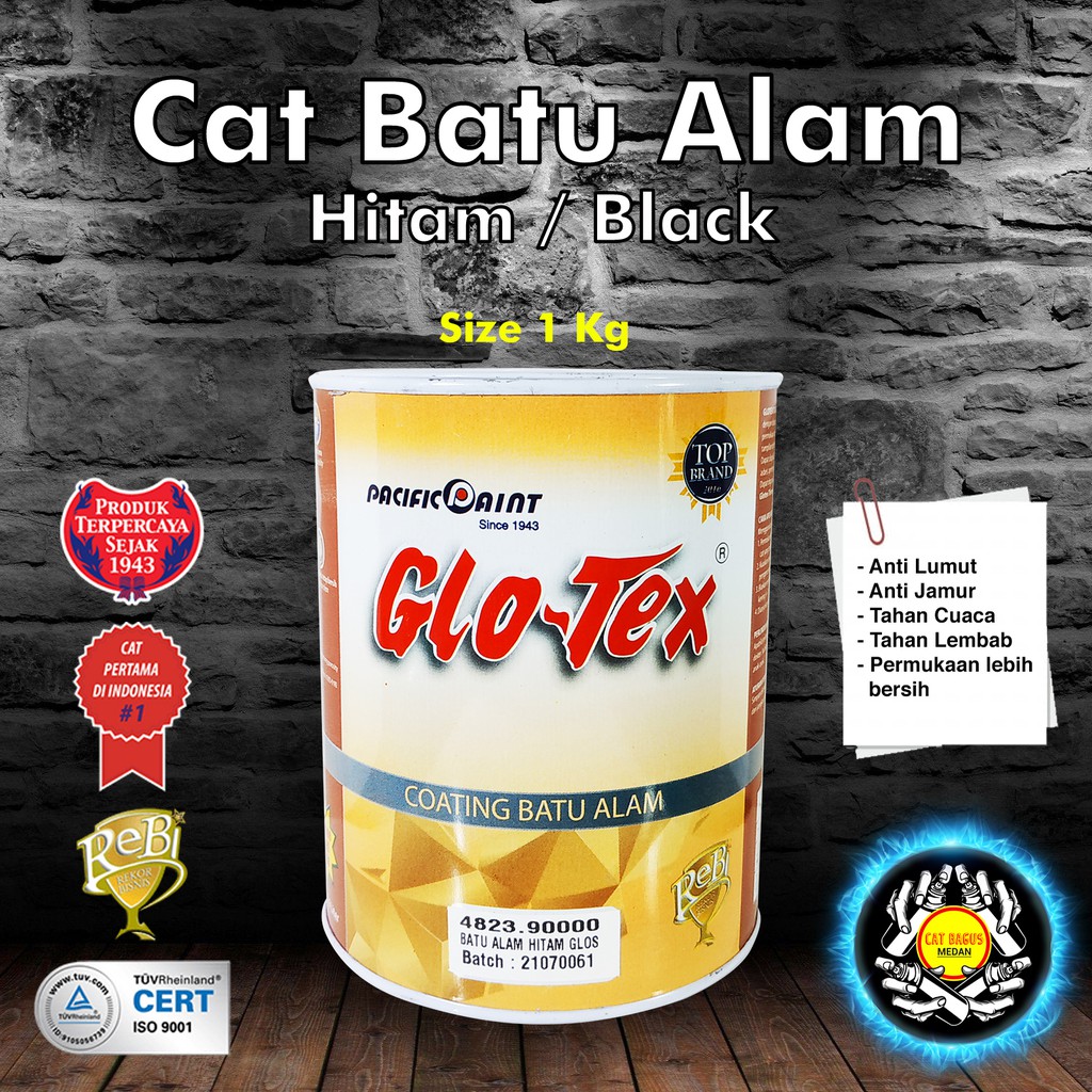 Jual CAT COATING BATU ALAM WARNA HITAM GLOSS KILAT 1 KG PACIFIC PAINT