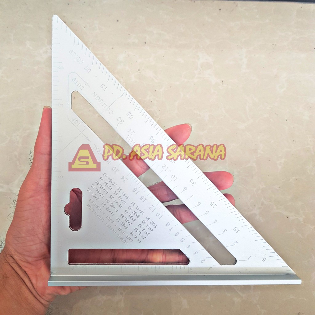 Jual Siku Rafter Speed Square Segitiga 7 Penggaris Sudut Derajat 7