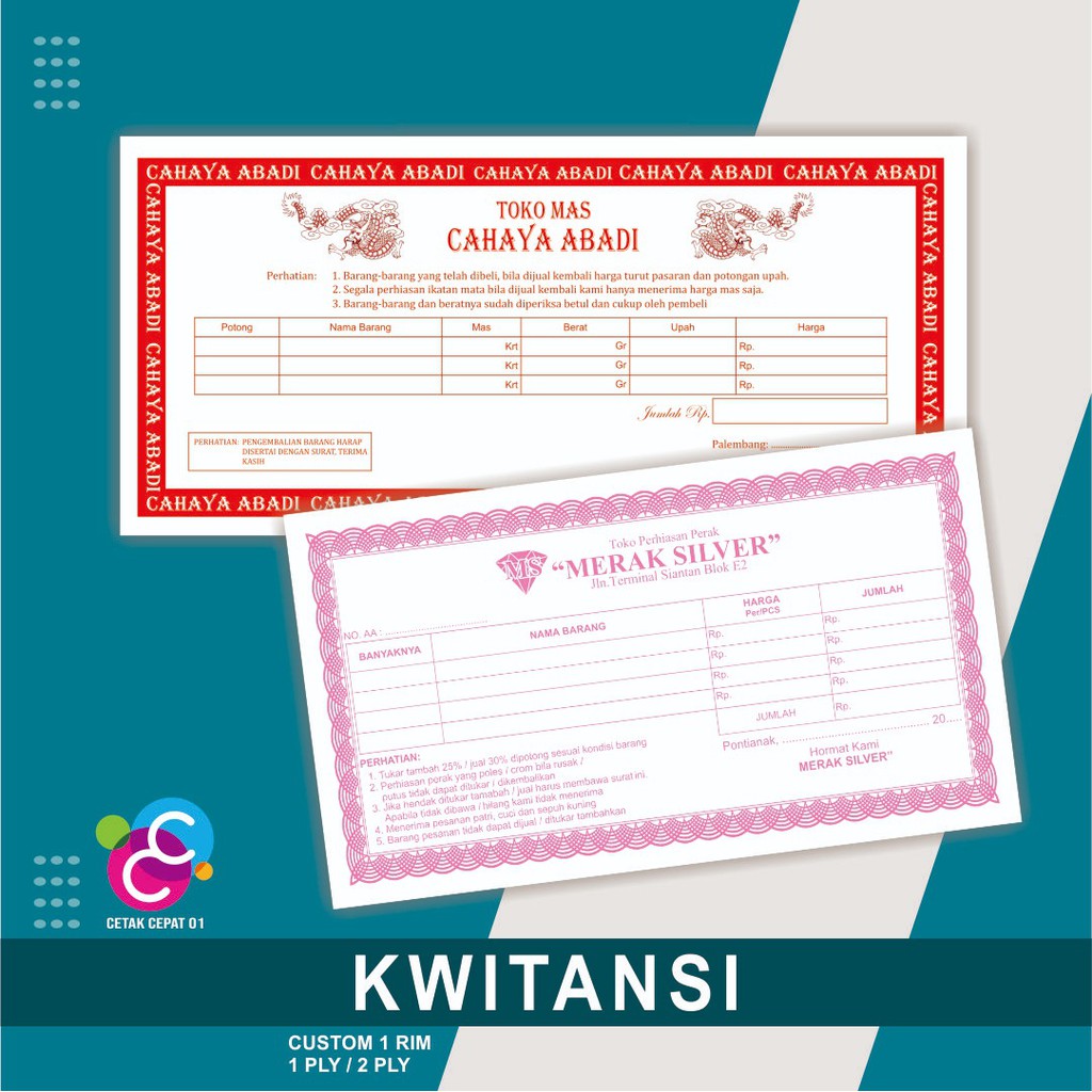 Jual Custom Kwitansi Cetak Nota 1 Rim 2 Ply Rangkap Percetakan Custom Ncr Invoice Bon 9685