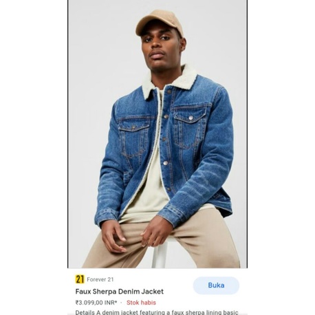 Jual sherpa denim jacket forever 21 Shopee Indonesia