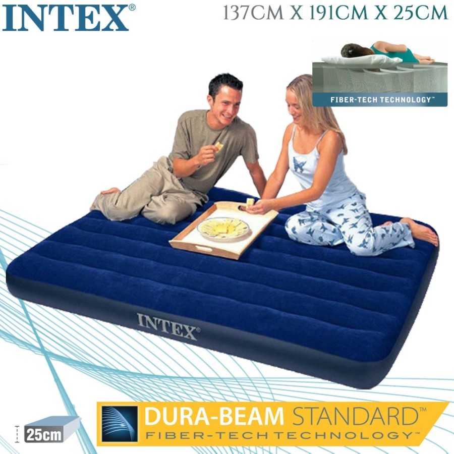 Jual INTEX 64758 Kasur Durabeam Blue Airbed 137x191 - Classic Downy ...