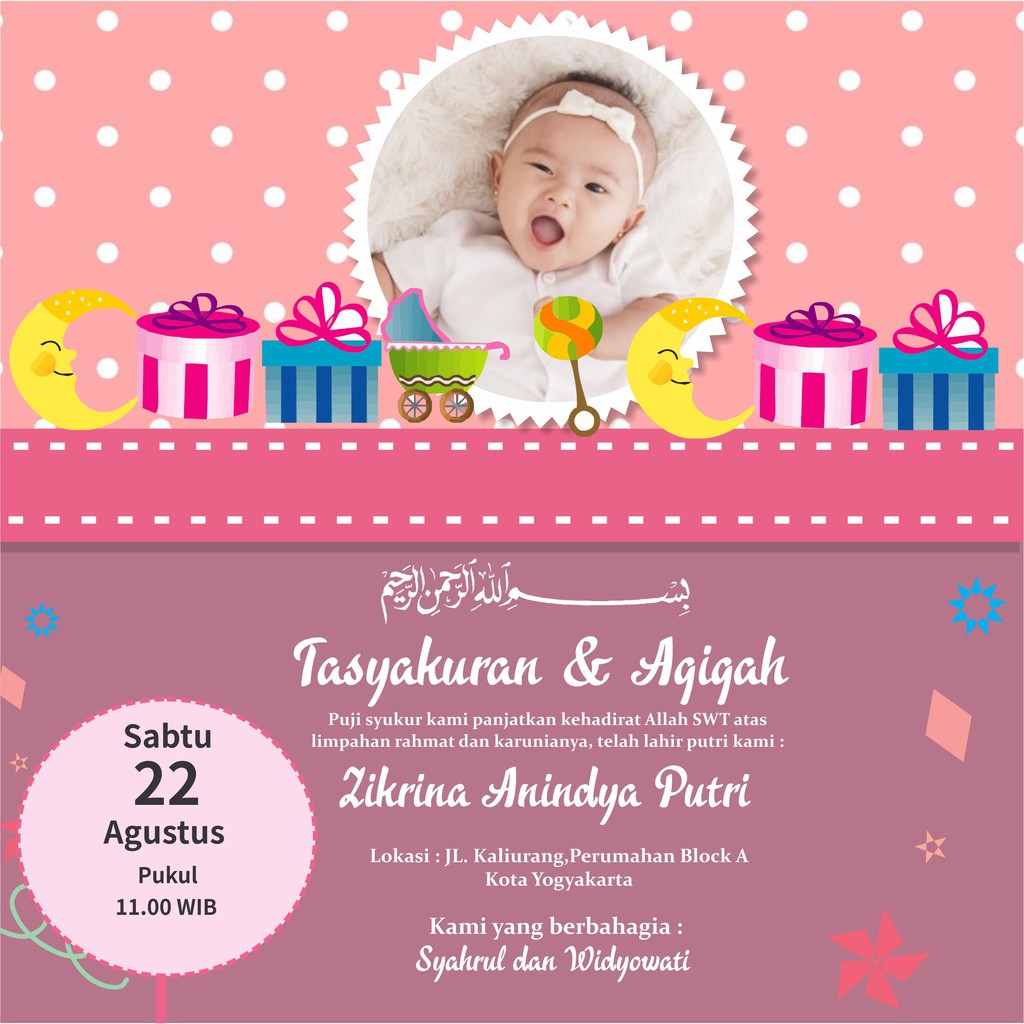 Jual Undangan Aqiqah Digital (Ukuran Persegi) | Shopee Indonesia