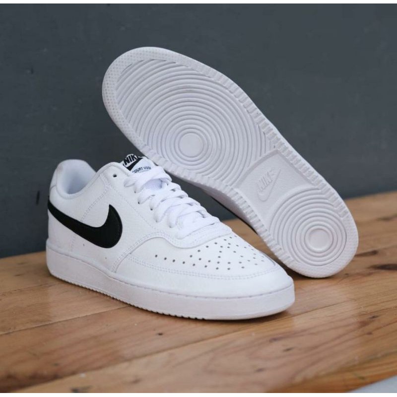 SEPATU NIKE COURT VISION LOW WHITE BLACK ORIGINAL MADE IN INDONESIA