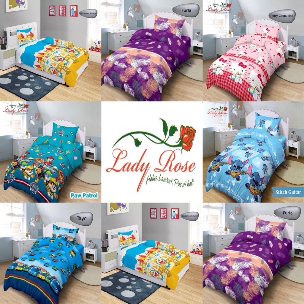 Jual Bed Cover Lady Rose 120 Doraemon Autumn, Furla, Kitty Cappucino