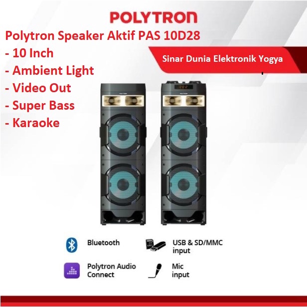 Jual Polytron Speaker Aktif 10" Bluetooth USB Mic PAS 10DF28 Light ...