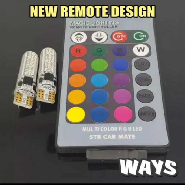 Jual Lampu remote T10 bisa ganti-ganti waran pake remot hingga 16 warna ...