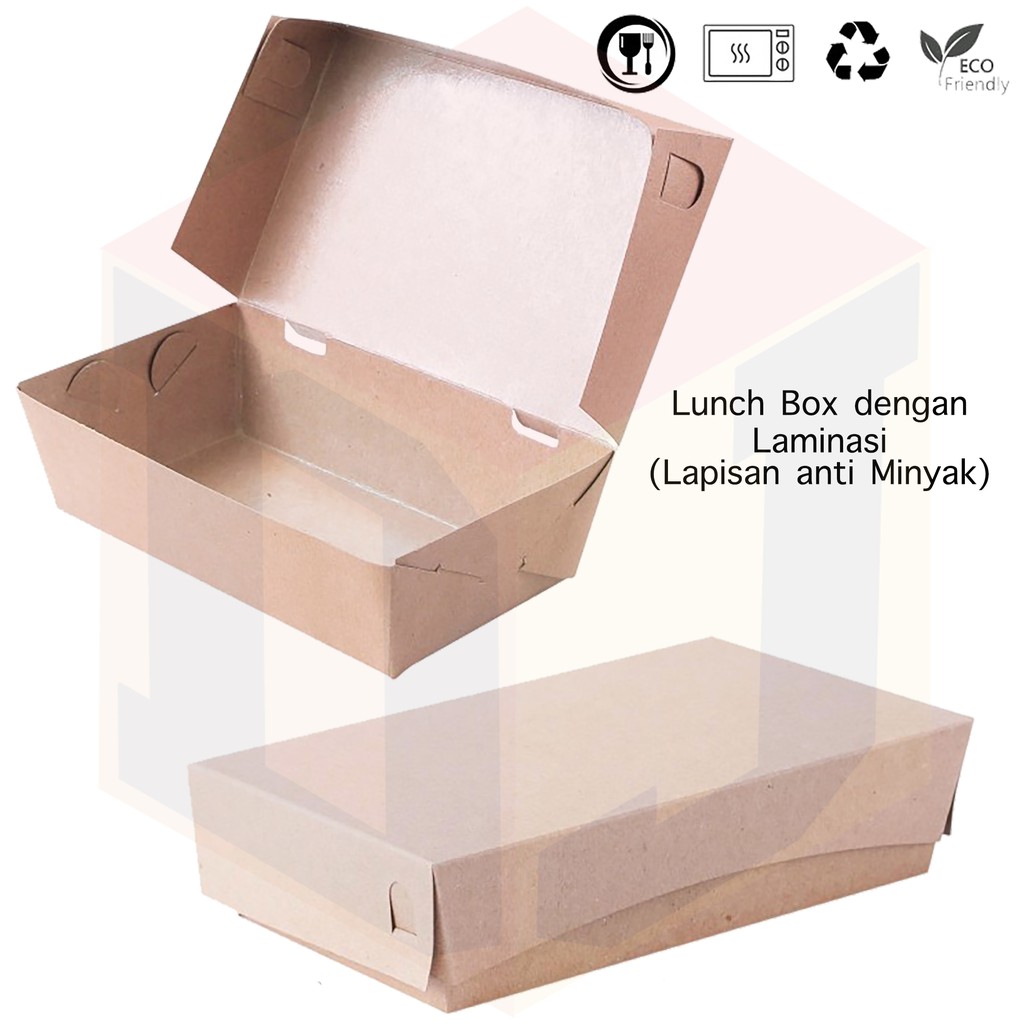 Jual Lunch Box Dus Box Kotak Kardus Nasi Bahan Kraft Laminasi Lapisan