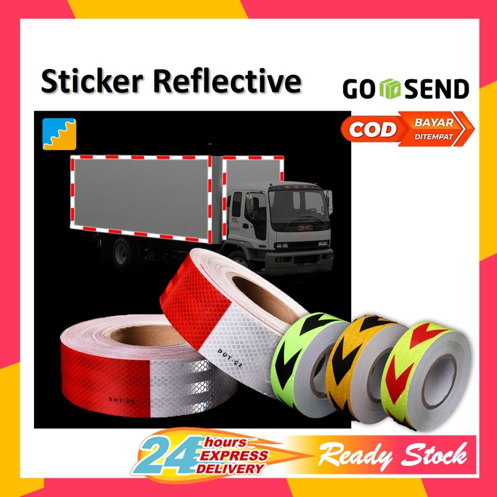 Jual Stiker Safety Mobil Reflective Sticker Marker Mobil Truk Arrow Cm Meter Shopee Indonesia