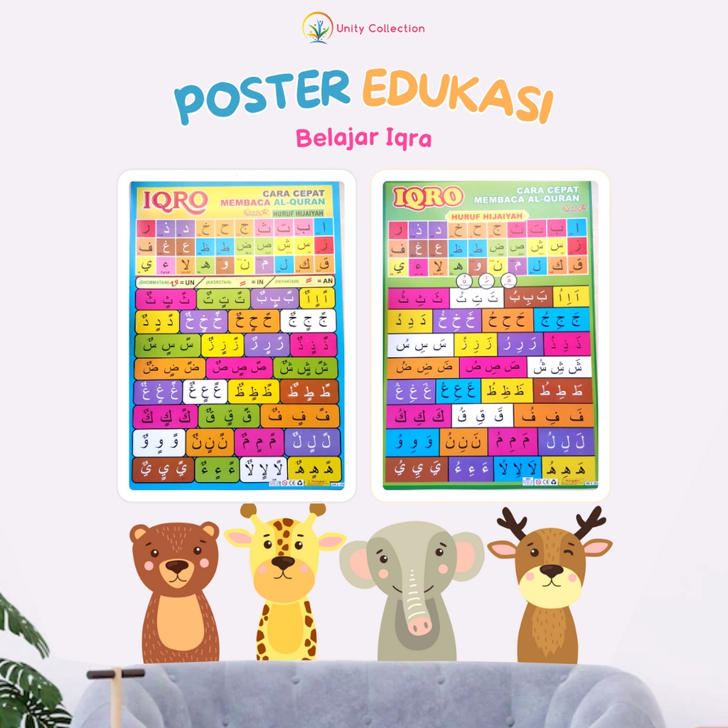 Jual Poster Edukasi Anak Islami Muslim Belajar Iqro Iqra | Shopee Indonesia