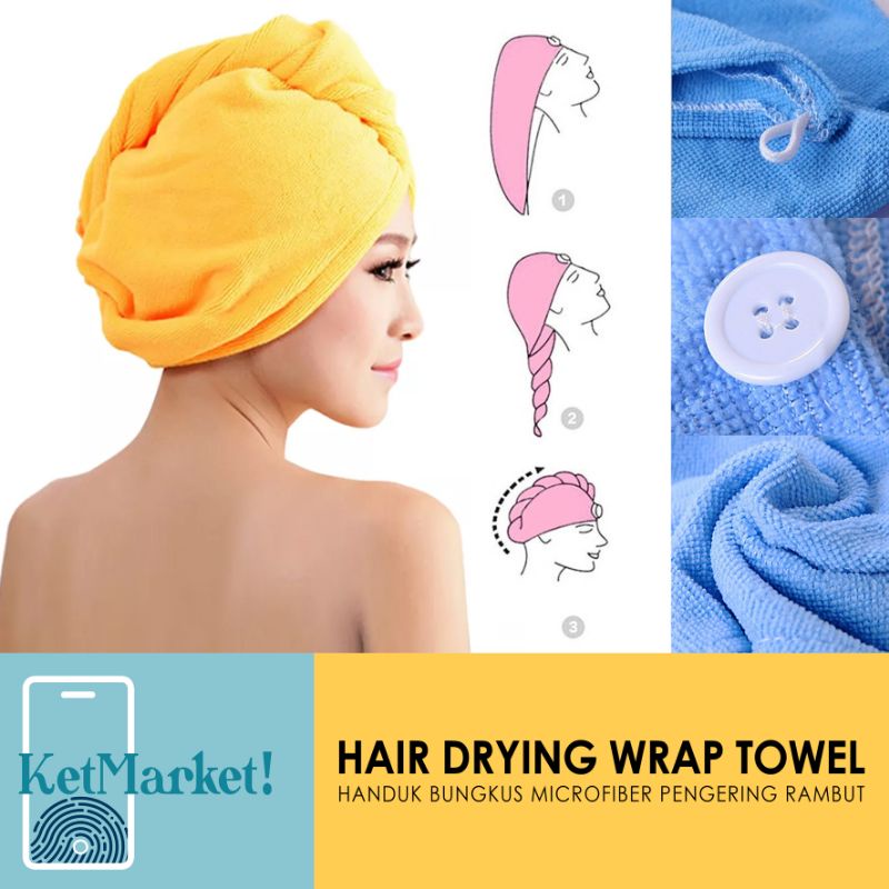 Jual HAIR DRYING WRAP TOWEL - Handuk Pembungkus Rambut Topi Keramas ...