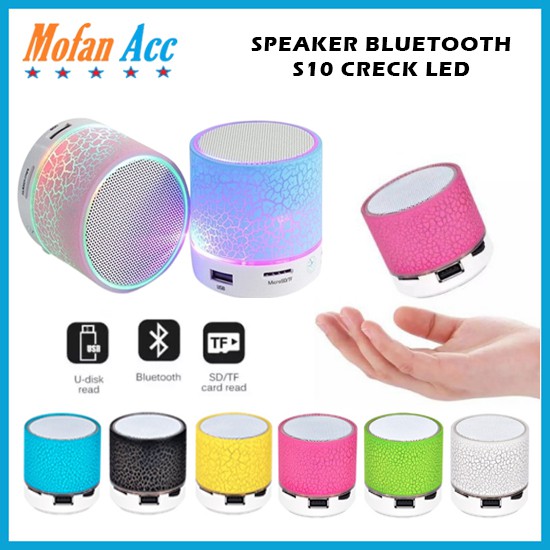 Jual Speaker Bluetooth S Creck Effect Motif Retak Mini S Lampu Led Super Bass Corak Kaca