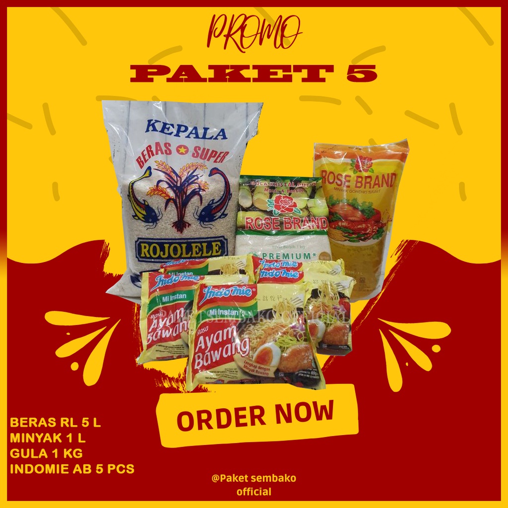 Jual Paket 5 Paket Sembako Beras Minyak Gula Mie Paket Sembako Murah