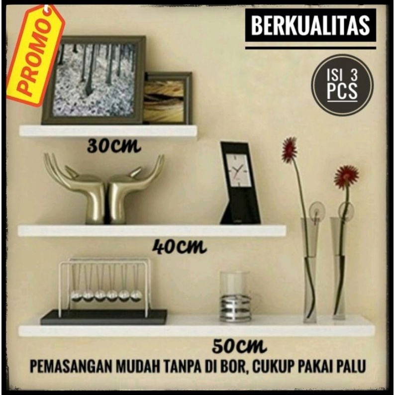 Jual RAK DINDING SLIM MINIMALIS 1 SET ISI 3PCS | Shopee Indonesia