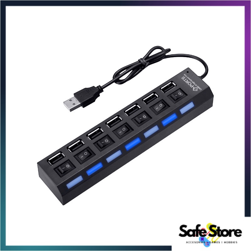 Jual SAFE USB HUB 4 PORT ON/OFF / USB HUB 7 PORT ON/OFF SAMBUNGAN USB 4 ...