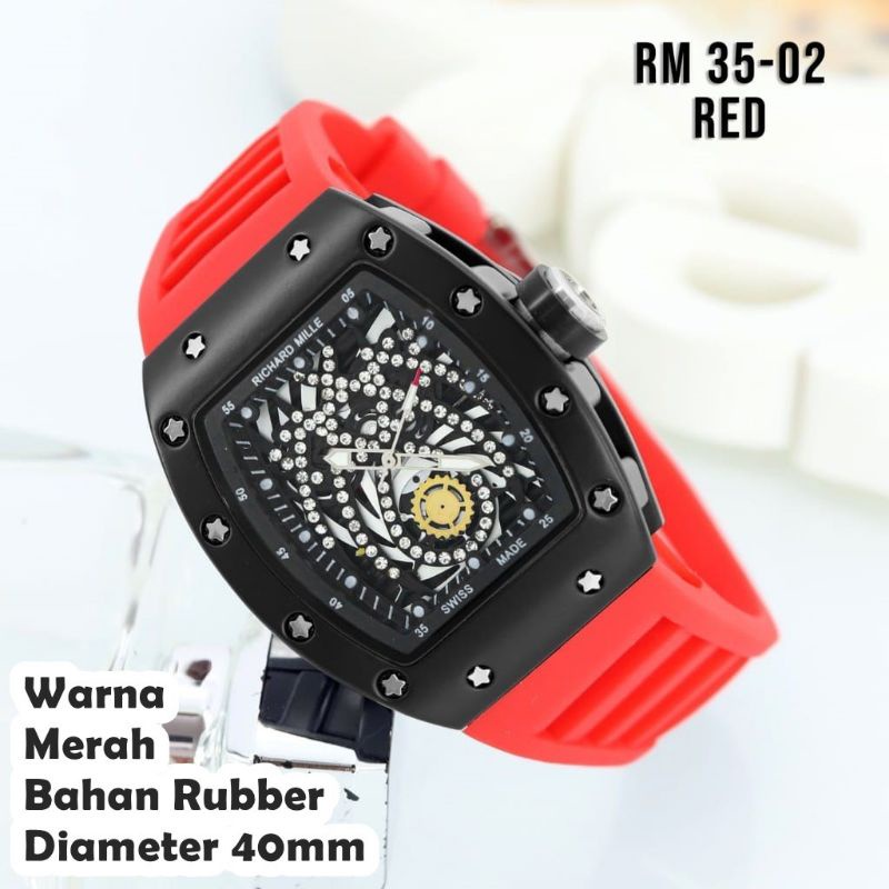 Jam Tangan Pria Richrad Mile RM 3502 Super Premium Bahan Rubber Free Box Batre Cadangan Original