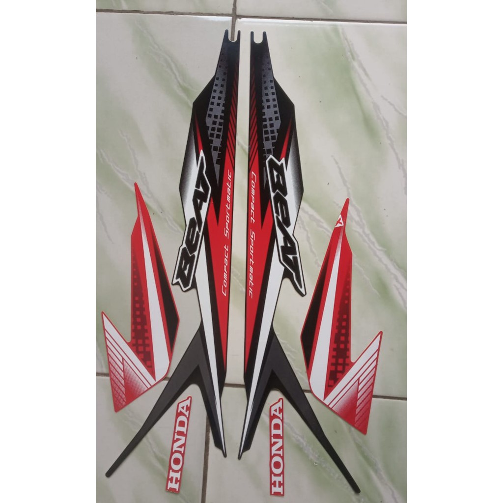 Jual stiker striping honda beat new 2020 hitam merah | Shopee Indonesia