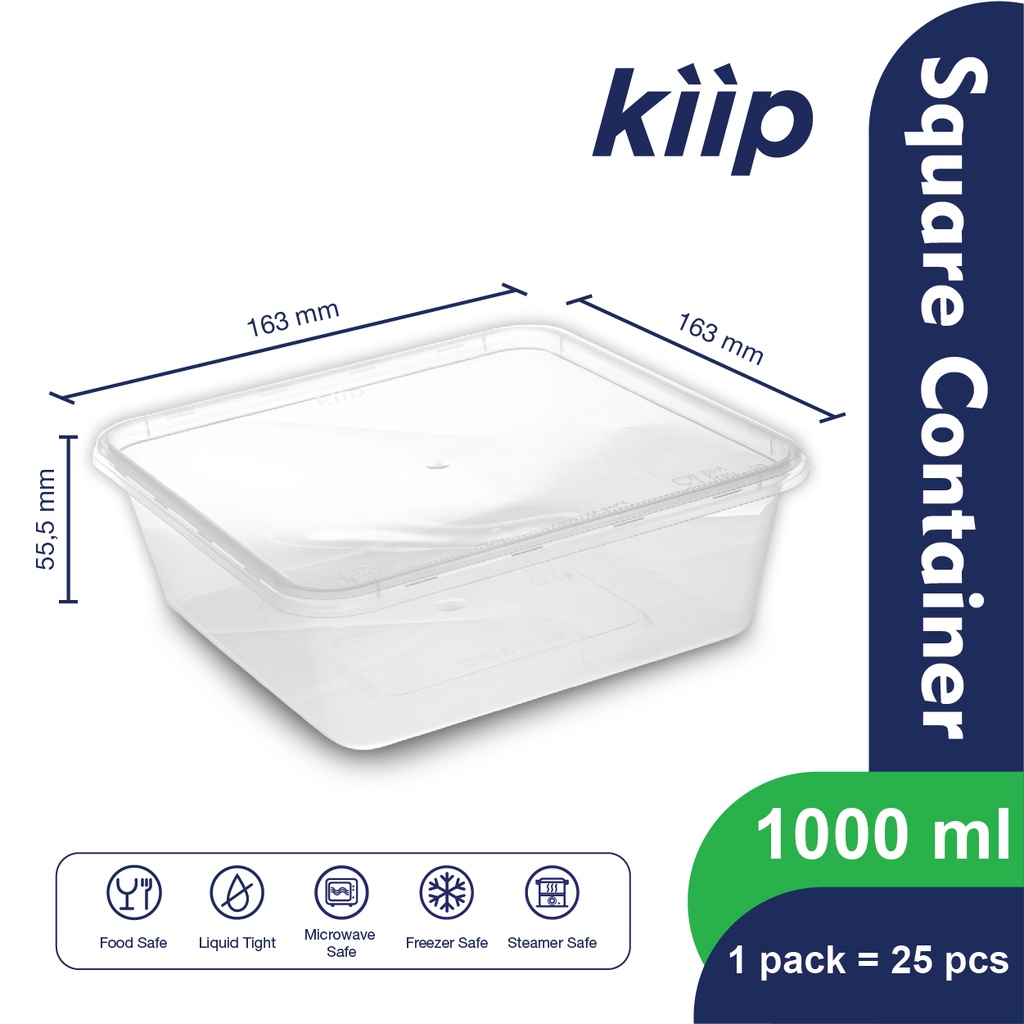 Jual Kotak Makan Plastik 1000 Ml Thinwall Square 1000 Ml Container