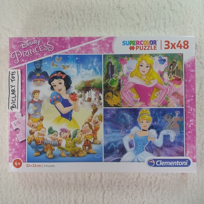 Jual Puzzle Clementoni 3 in 1 Disney Princess Snow White Cinderella ...